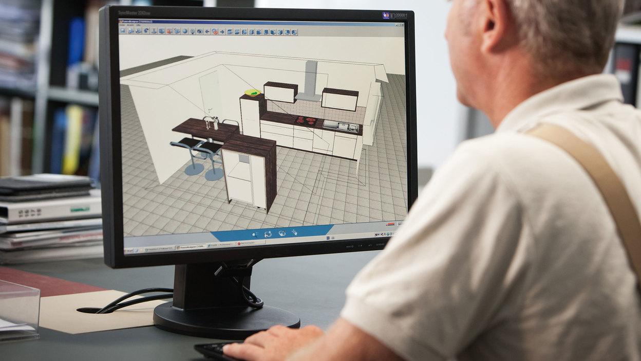 Planungsdarstellung am Computer durch #Branche1# Planungsdarstellung einer Küche in 3D am Computer durch #Branche1#